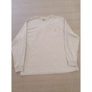 Carhartt‎ Large Male Grey Long Sleeve Durable Pocket Cotton Shirt Work Wear
